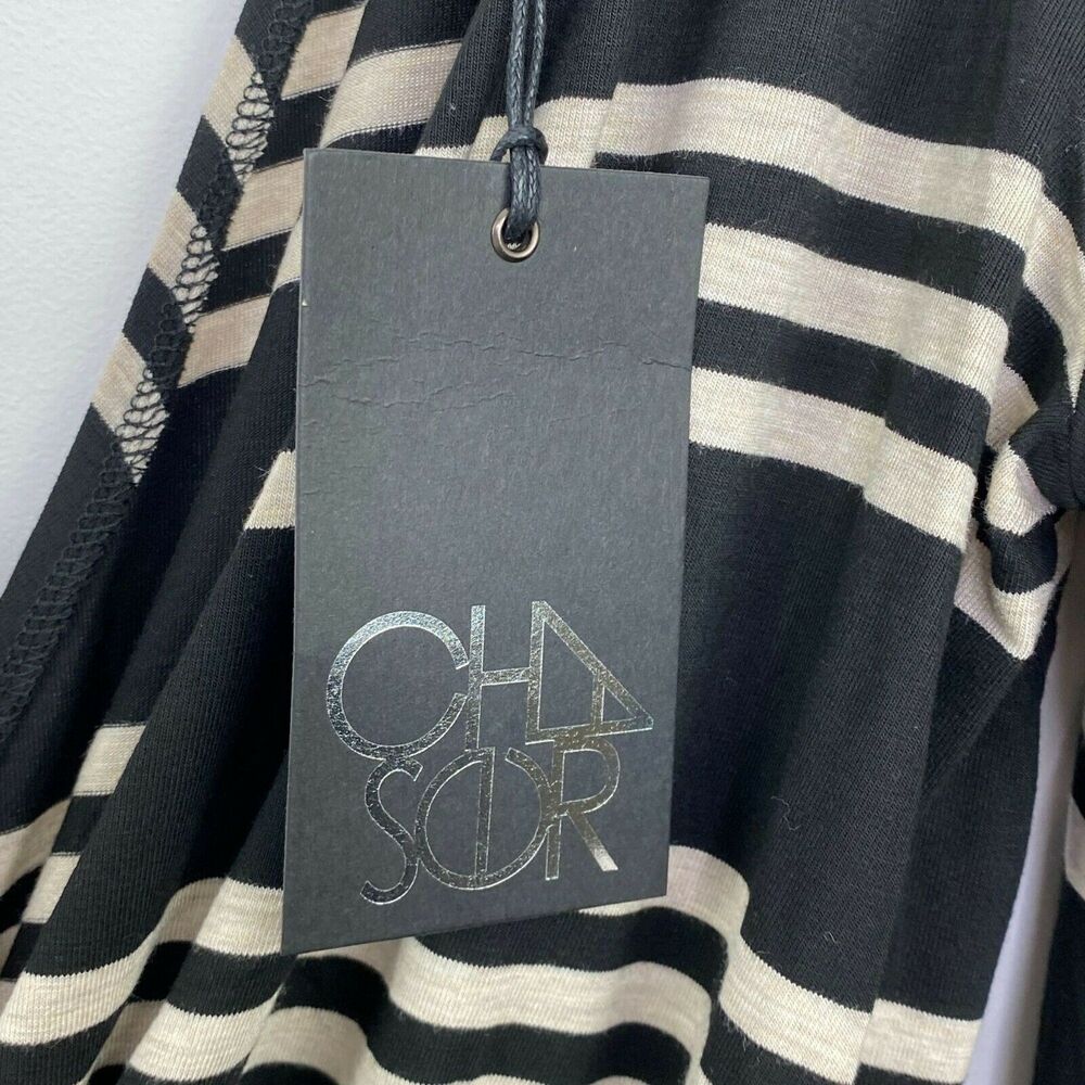 Chaser Womens Black Striped V Neck Bell Sleeve Top Women Sz M Y2K‎ Edgy Festival - Picture 7 of 8
